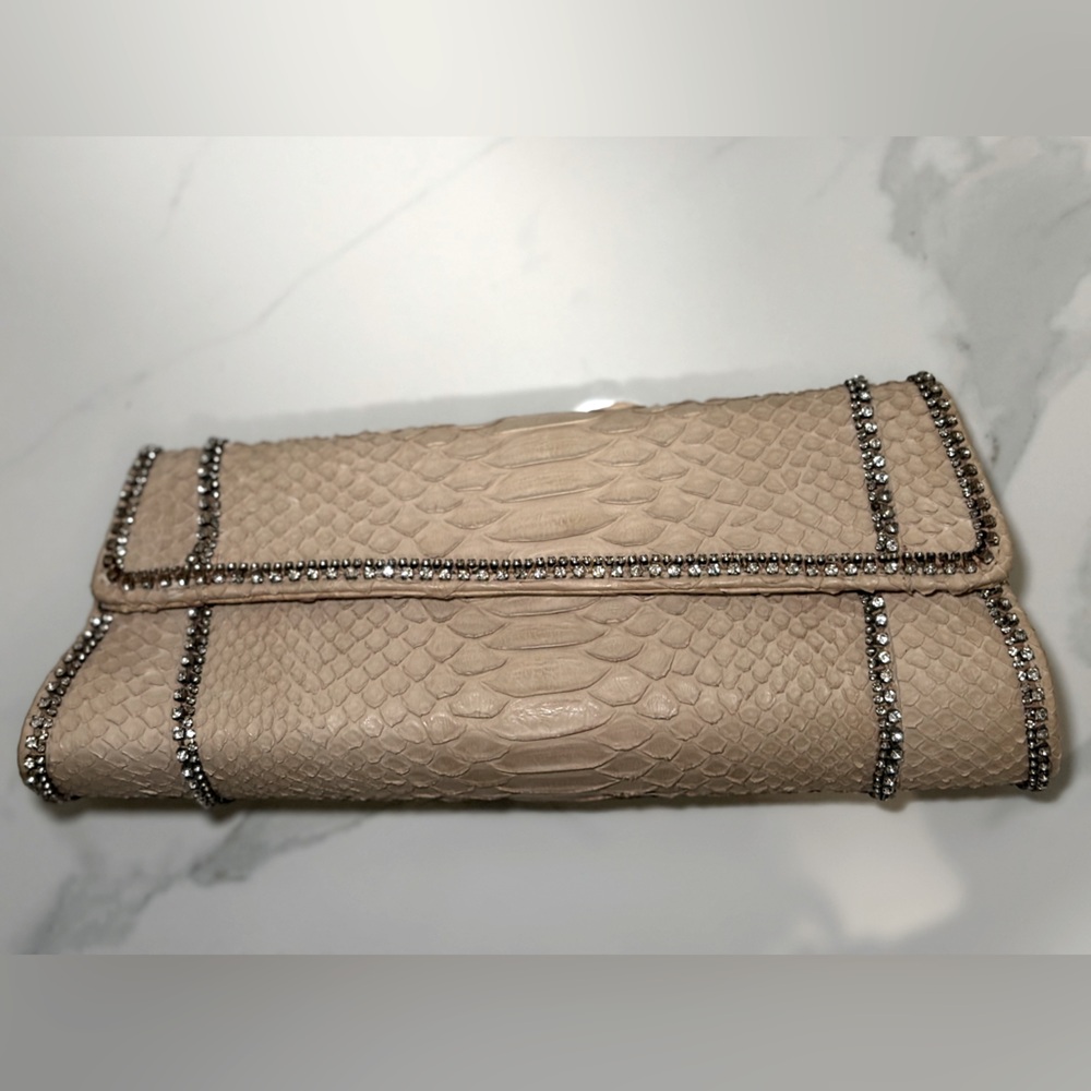 Stunning Amber Babzoe Python & Crystal Clutch